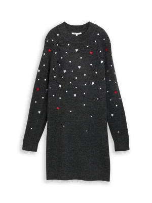 Foto van product TOM TAILOR DENIM Gebreide jurk rood / zwart gemêleerd / wit