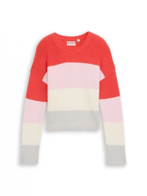 Foto van product TOM TAILOR Trui lichtbeige / grijs / rosa / vuurrood