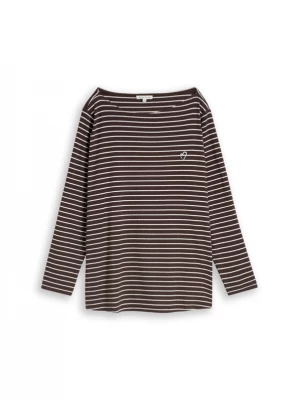 Foto van product Tom Tailor Women + Shirt donkerbruin / wit