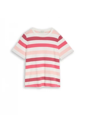 Foto van product Tom Tailor Women + Shirt koraal / wijnrood / offwhite