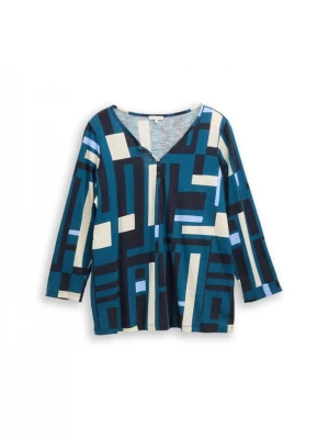 Foto van product Tom Tailor Women + Shirt petrol / wit