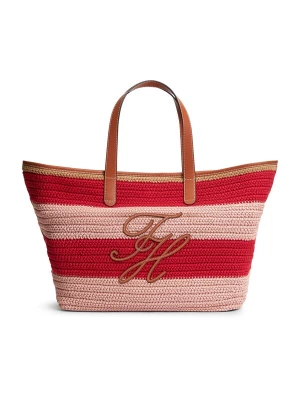 Foto van product TOMMY HILFIGER Shopper 'Woven Stripe Logo Appliqué Tote' lichtbruin / rosa / rood