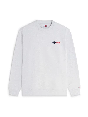 Foto van product Tommy Jeans Sweatshirt 'Signature Logo Sueded' navy / grijs gemêleerd / rood