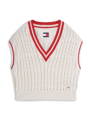 Foto van product Tommy Jeans Trui 'Cable Oversized Sweater' rood / wit