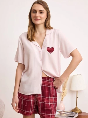 Foto van product Trendyol Korte pyjama ecru / rood / watermeloen rood / wit