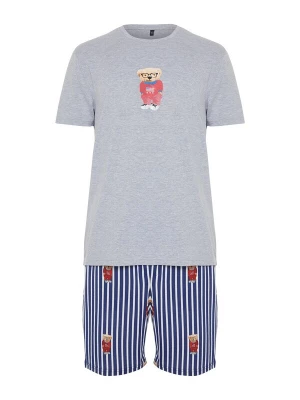 Foto van product Trendyol Pyjama kort navy / grijs gemêleerd / wit