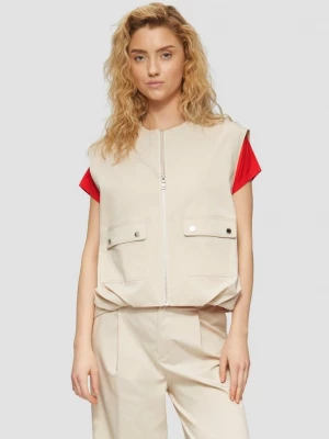 Foto van product Twill gilet in een ontspannen pasvorm met gerimpelde details s.Oliver beżowy
