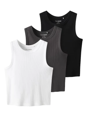 Foto van product TWO SOON Top antraciet / zwart / wit