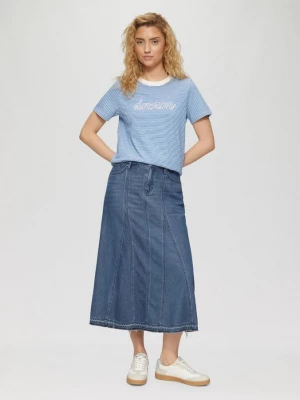 Foto van product Uitlopende denim midirok met gerafelde zoom s.Oliver blauw