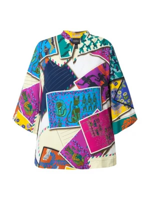 Foto van product Ulla Popken Blouse beige / navy / donkerroze / wit