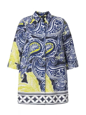 Foto van product Ulla Popken Blouse blauw / citroen / wit