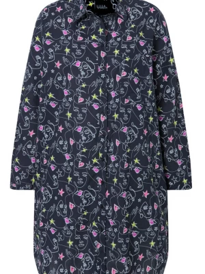 Foto van product Ulla Popken Blouse geel / koraal / roodviolet / zwart / wit