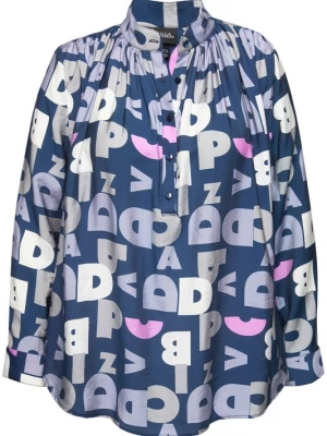 Foto van product Ulla Popken Blouse marine / smoky blue / pastelroze / wit