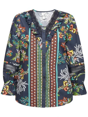 Foto van product Ulla Popken Blouse marine / turquoise / geel / oranje