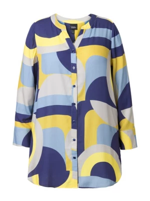 Foto van product Ulla Popken Blouse navy / lichtblauw / geel / lichtgrijs