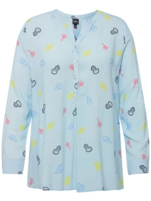 Foto van product Ulla Popken Blouse pastelblauw / limoen / lichtroze / zwart