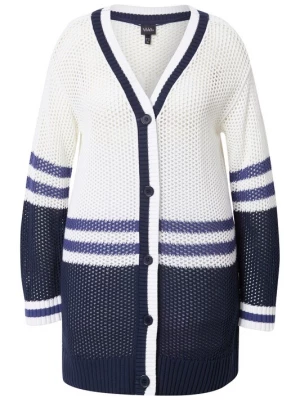 Foto van product Ulla Popken Gebreid vest marine / enziaan / natuurwit