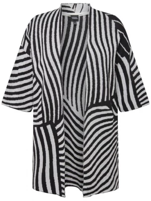 Foto van product Ulla Popken Gebreid vest zwart / wit