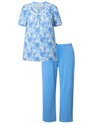 Foto van product Ulla Popken Pyjama azuur / enziaan / pastelblauw / wit