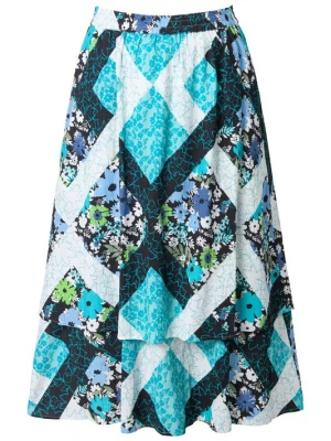 Foto van product Ulla Popken Rok blauw / aqua / groen / wit