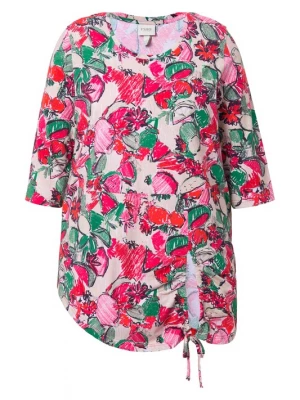 Foto van product Ulla Popken Shirt beige / groen / lichtroze / donkerroze