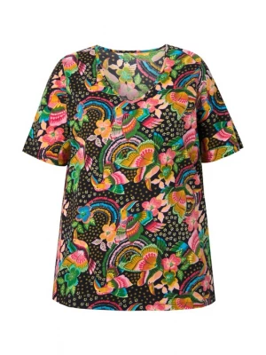Foto van product Ulla Popken Shirt blauw / geel / groen / pink / zwart