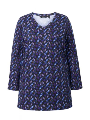 Foto van product Ulla Popken Shirt blauw / lila / zwart / wit