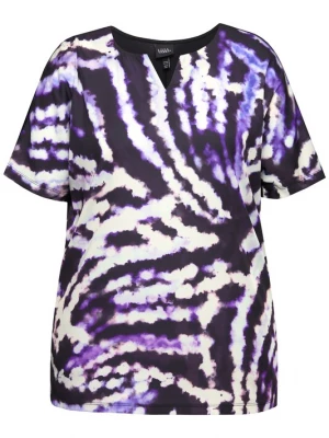 Foto van product Ulla Popken Shirt donkerlila / zwart / wit