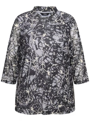 Foto van product Ulla Popken Shirt duifblauw / zwart / offwhite