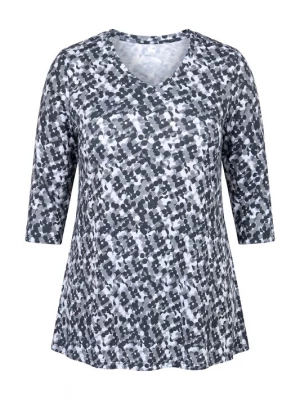 Foto van product Ulla Popken Shirt grijs / zwart / wit