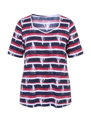 Foto van product Ulla Popken Shirt marine / bloedrood / wit