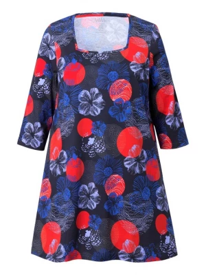 Foto van product Ulla Popken Shirt navy / aqua / knalrood / zwart