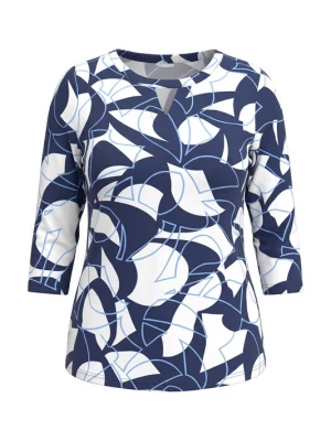 Foto van product Ulla Popken Shirt navy / lichtblauw / wit
