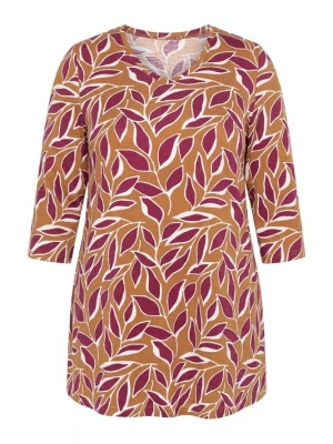 Foto van product Ulla Popken Shirt oker / wijnrood / wit