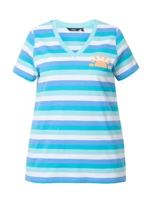 Foto van product Ulla Popken Shirt royal blue / koningsblauw / hemelsblauw / pasteloranje / wit