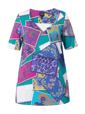 Foto van product Ulla Popken Shirt royal blue / koningsblauw / jade groen / pink / wit