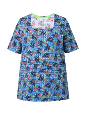 Foto van product Ulla Popken Shirt royal blue / koningsblauw / mintgroen / oranje
