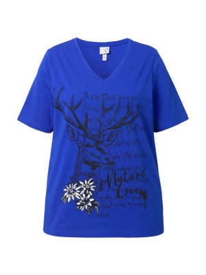 Foto van product Ulla Popken Shirt royal blue / koningsblauw / zwart / wit