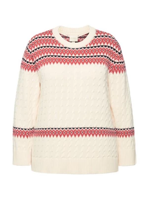 Foto van product Ulla Popken Trui beige / karmijnrood / zwart