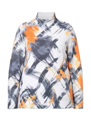 Foto van product Ulla Popken Trui lichtgrijs / donkergrijs / mandarijn / offwhite