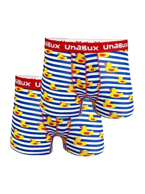Foto van product UNABUX Boxershorts ' BLACK WHITE RABBIT ' blauw / geel / rood / wit
