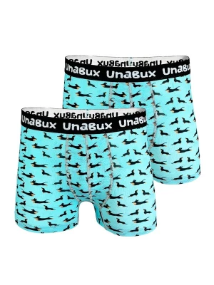 Foto van product UNABUX Boxershorts ' BLACK WHITE RABBIT ' turquoise