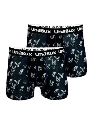 Foto van product UNABUX Boxershorts ' BLACK WHITE RABBIT ' zwart