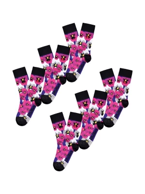 Foto van product UNABUX Sokken ' GRUMBLE IN THE JUNGLE ' pink / zwart / wit