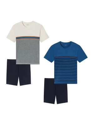 Foto van product uncover by SCHIESSER Pyjama lang ' Shorty Nightwear ' crème / blauw / grijs / zwart