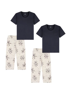 Foto van product uncover by SCHIESSER Pyjama ' Nightwear ' crème / nachtblauw