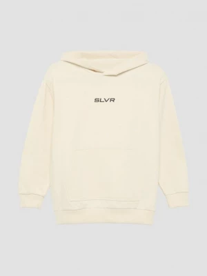 Foto van product Uniseks sweatshirt met capuchon, kangoeroezak en opdruk op de voorkant s.Oliver beżowy