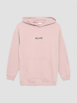 Foto van product Uniseks sweatshirt met capuchon, kangoeroezak en opdruk op de voorkant s.Oliver roze