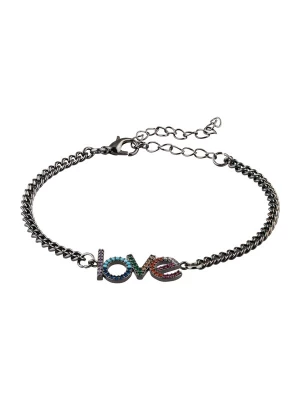 Foto van product Urban Classics Armband 'Love' blauw / groen / donkerlila / rood / zilver