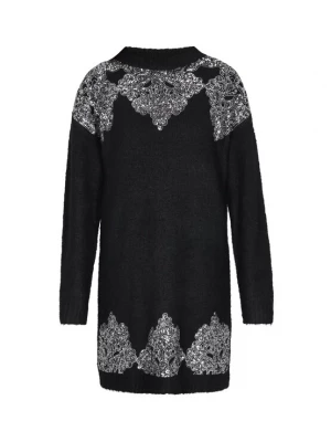 Foto van product usha BLACK LABEL Gebreide jurk zwart / zilver